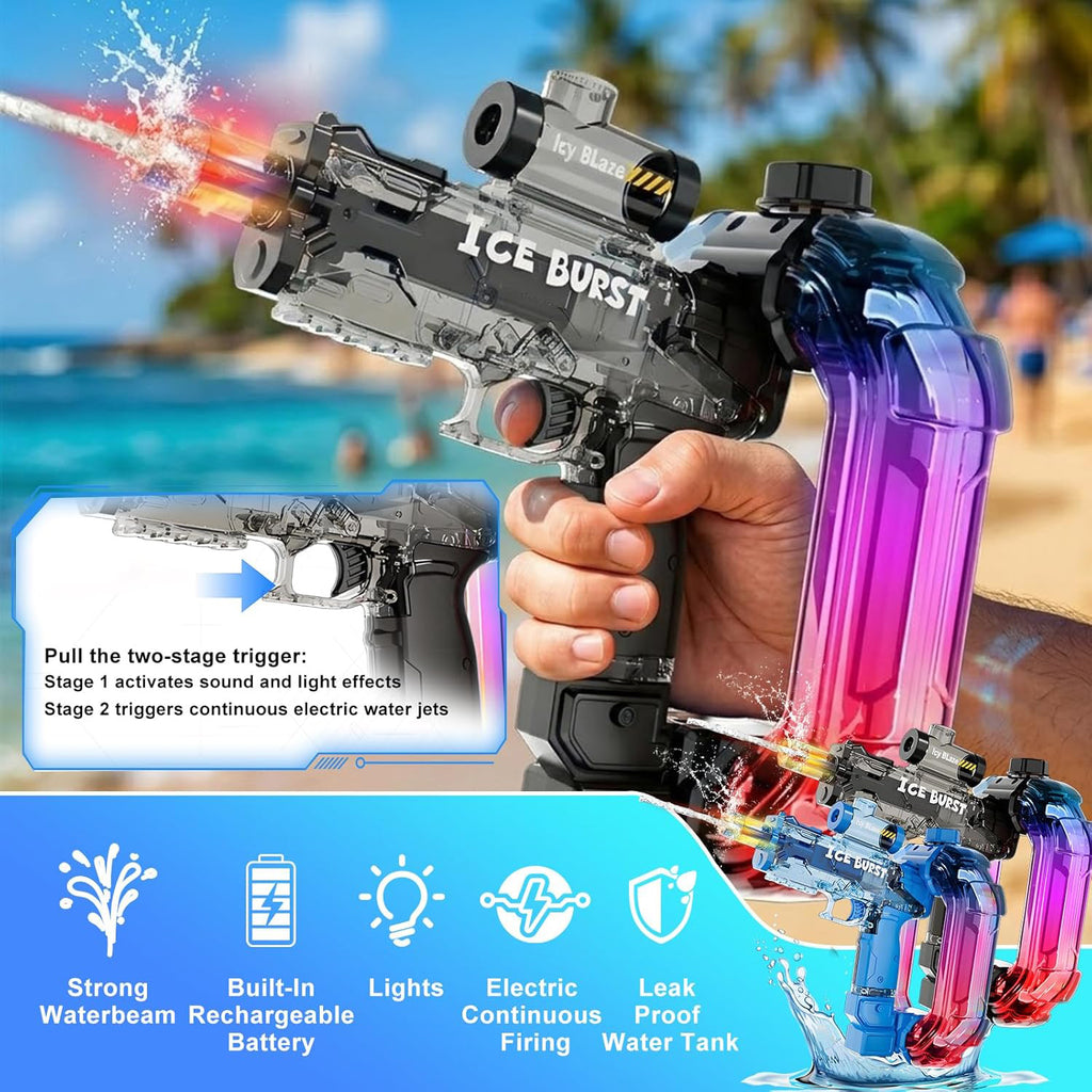 Wholesale Ice explosion LED Light Electric Water Gun Rechargeable S...