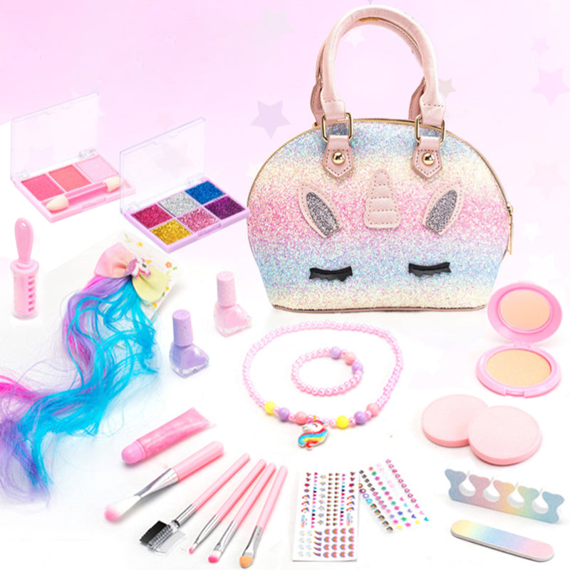 All-in-One Kids Makeup Toy Washable Cosmetics Bag Jewelry for Prete...