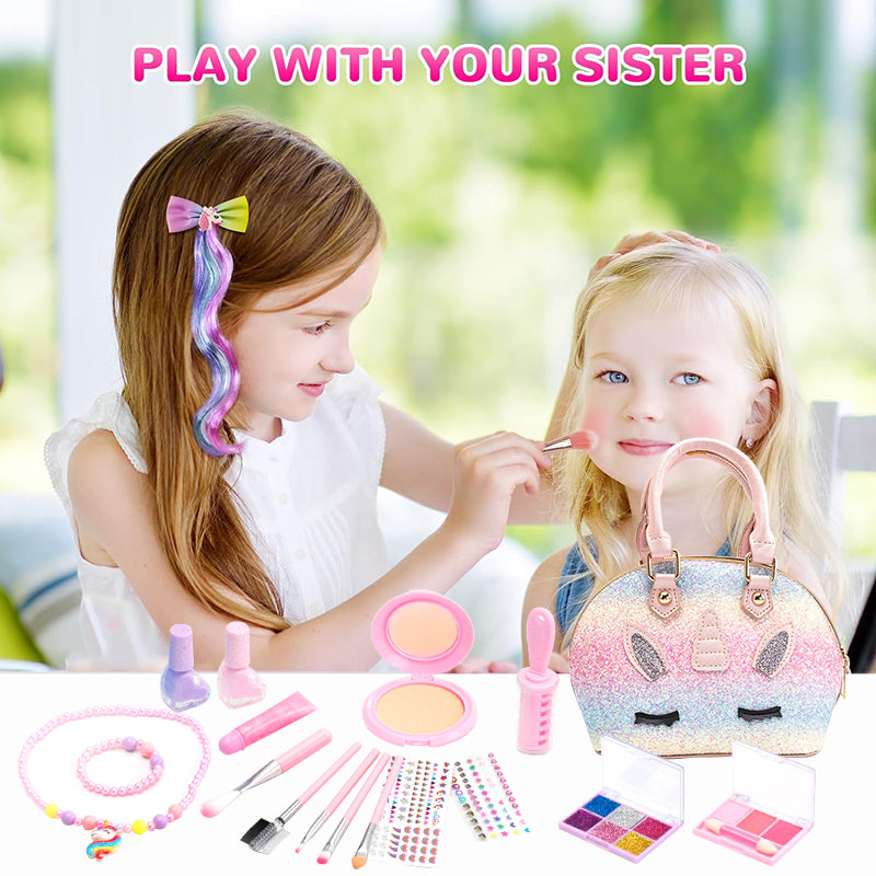 All-in-One Kids Makeup Toy Washable Cosmetics Bag Jewelry for Prete...