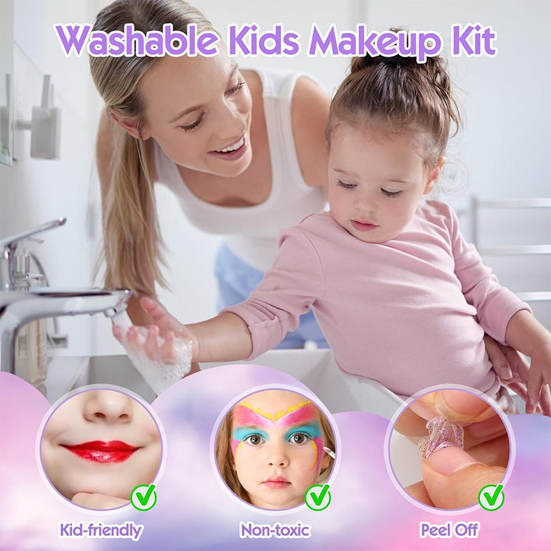 All-in-One Kids Makeup Toy Washable Cosmetics Bag Jewelry for Prete...