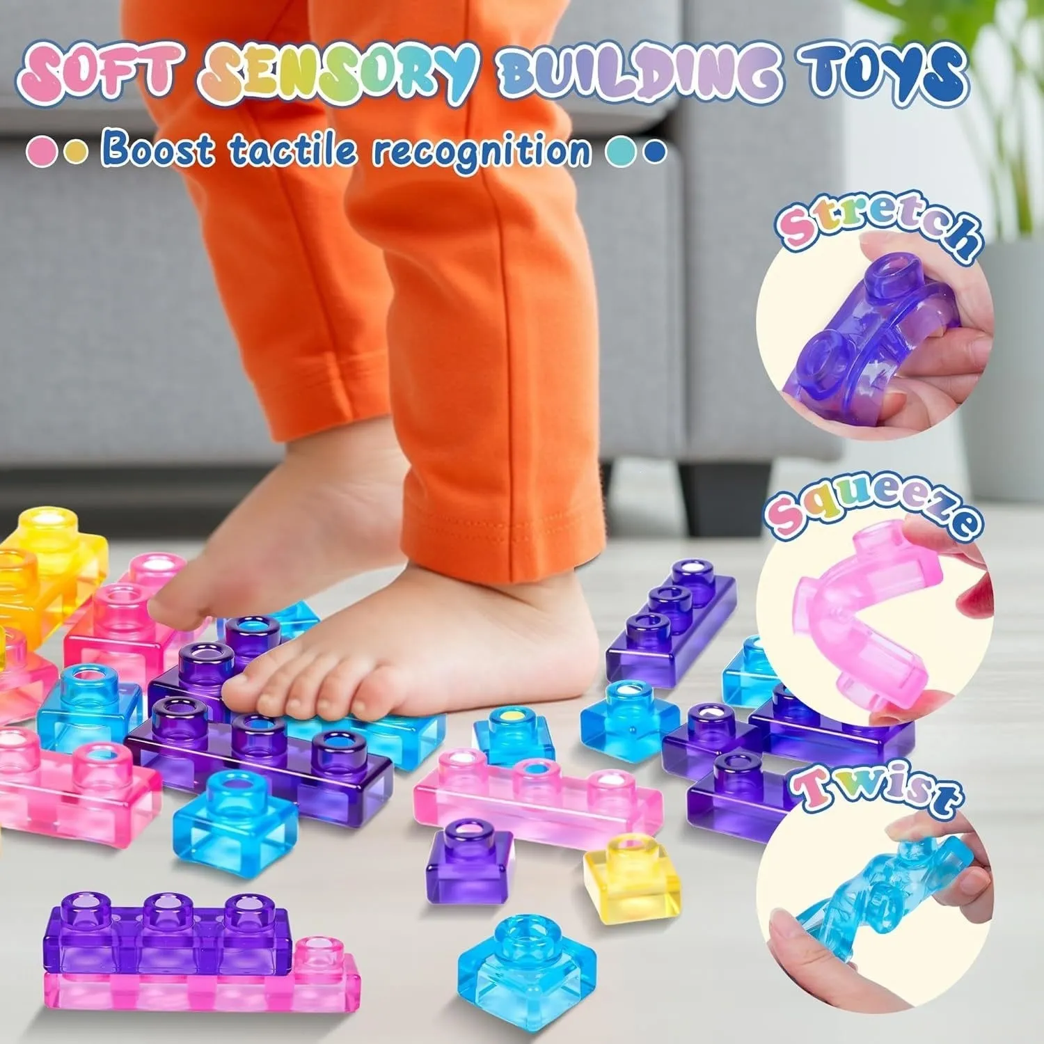 Soft Sensory Building Toys - Stretch Squeeze Twist Play